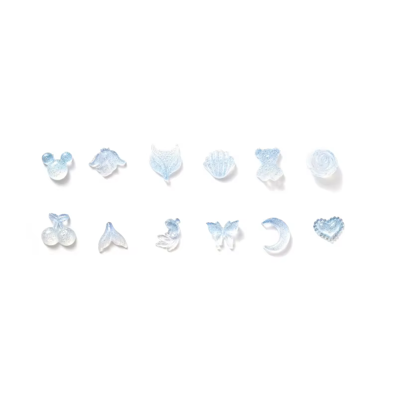 Nouveau kit d'art d'ongles d'été bleu clair mignon