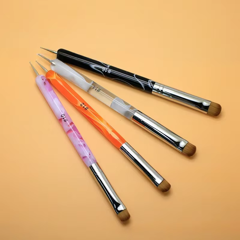 Français double extrémité débutant haute qualité peinture manucure outil acrylique dessin Nail Art brosse