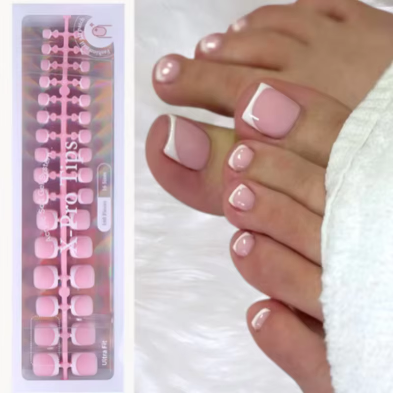 160 faux ongles à presser blancs et roses