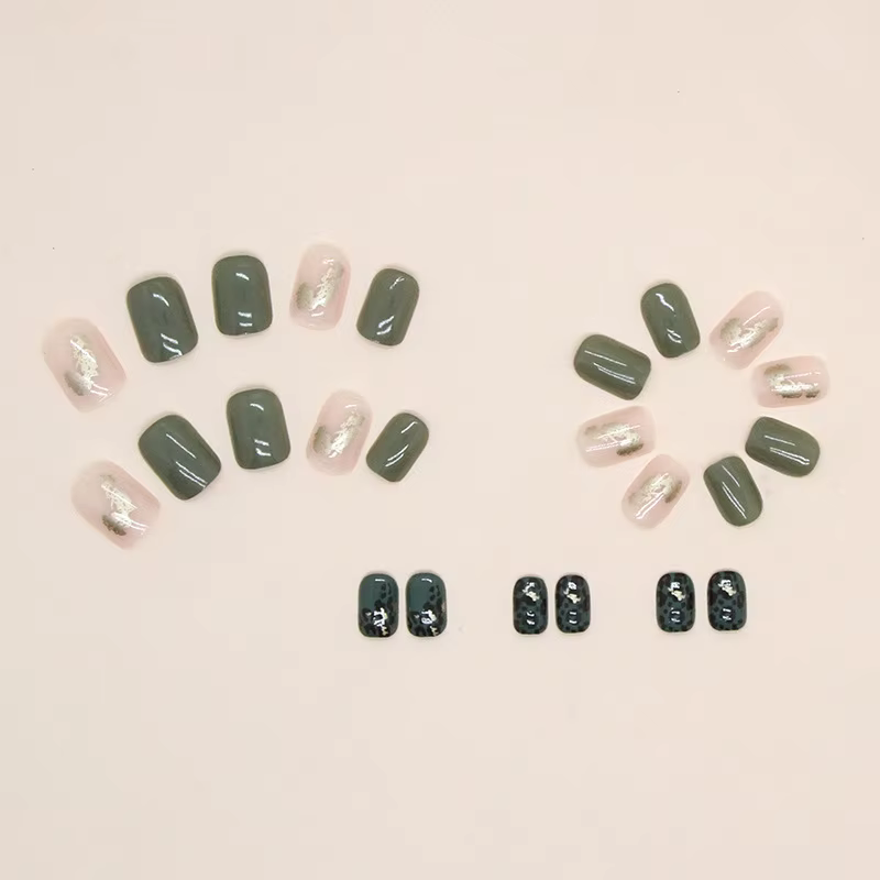 24 morceaux d'ongles courts à pression de style ins (forme carrée)