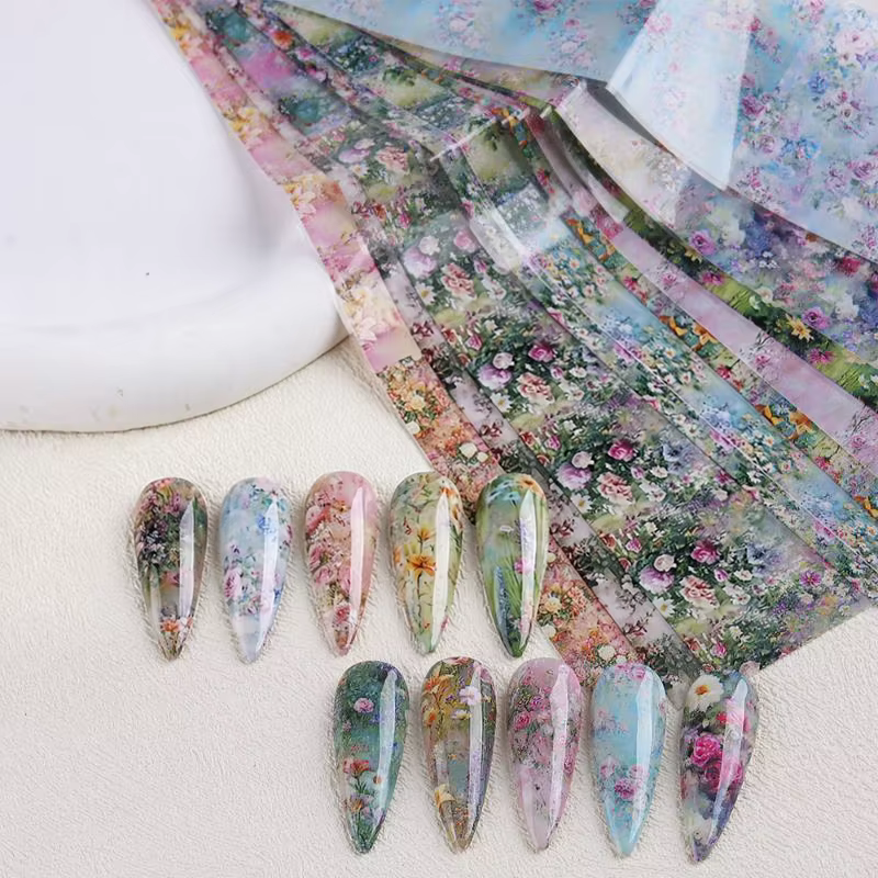 Feuilles de transfert pour nail art motif Rose Fleur