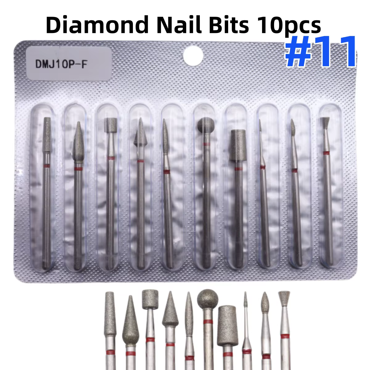 Ensemble de 10 embouts de perceuse à ongles en diamant pour manucure russe – Préparation des cuticules