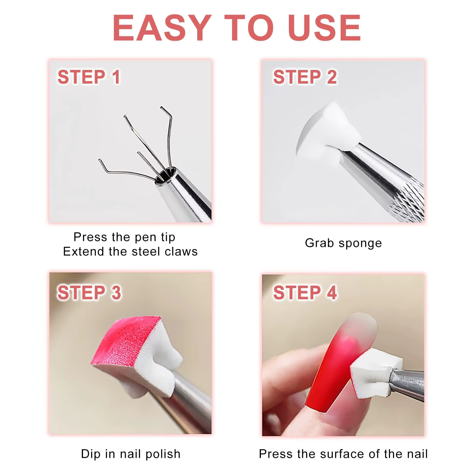 LINMANDA Éponges à ongles pour éponge d'art d'ongle ombrée avec pince en métal Brosse à ongles Rangement et boîte pour manucure de conception d'art d'ongle bricolage