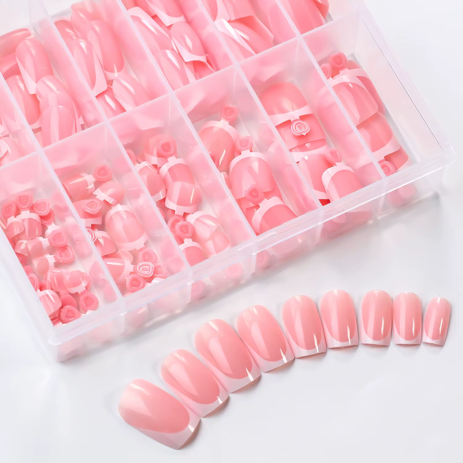 48/144 pièces Faux ongles à presser French Manucure et Pédicure