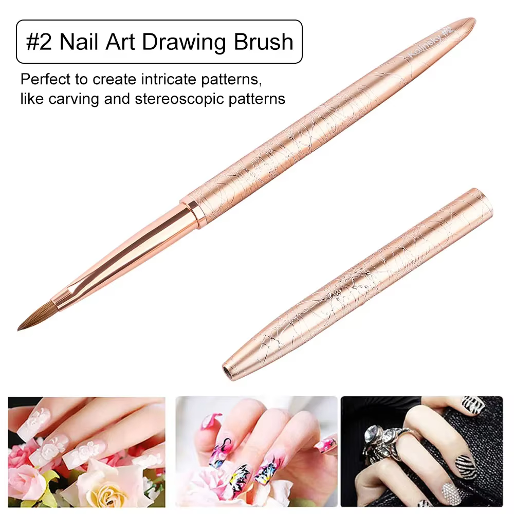 Or Rose Relief 3D Kolinsky acrylique brosse à ongles