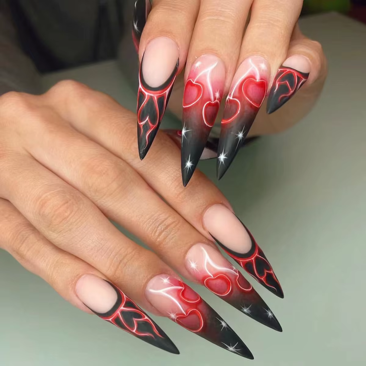 Faux ongles français avec imprimé léopard