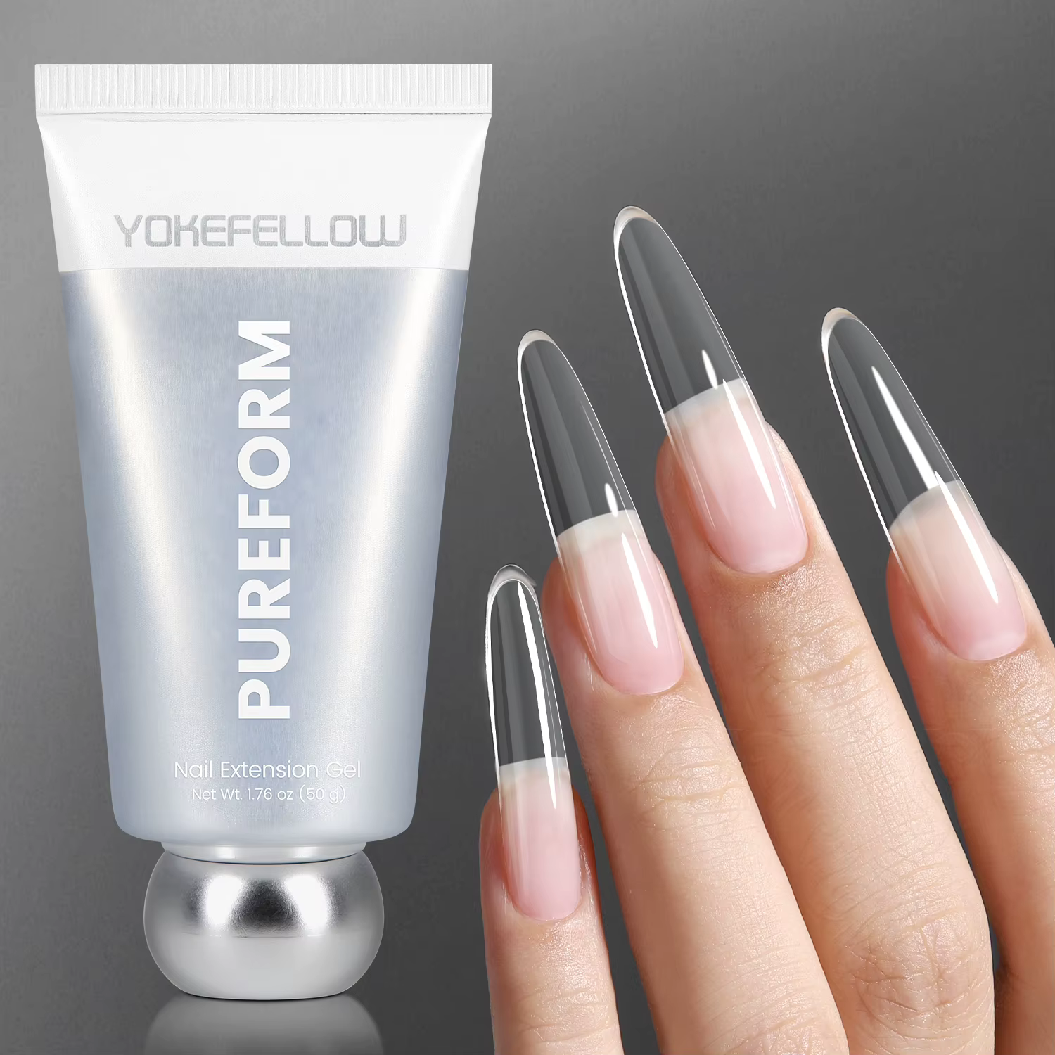 YOKEFELLOW PUREFORM Poly Gel Vernis à Ongles 50g Gel d'Extension d'Ongles Ultra Transparent pour Usage Professionnel en Salon PF01