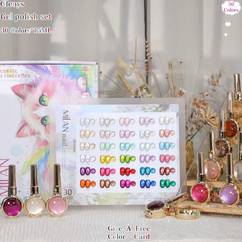 Glenys – Kit de vernis à ongles gel effet œil de chat 30 couleurs