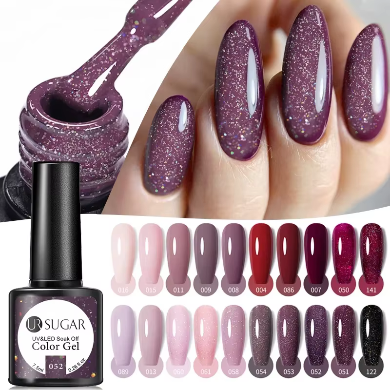 UR SUGAR 7/7.5ml Vernis à ongles gel couleur nude pailletée semi-permanent
