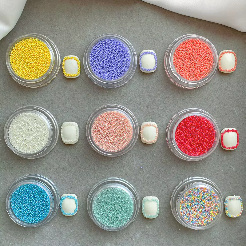 1 boîte de perles pour ongles Caviar couleur dopamine