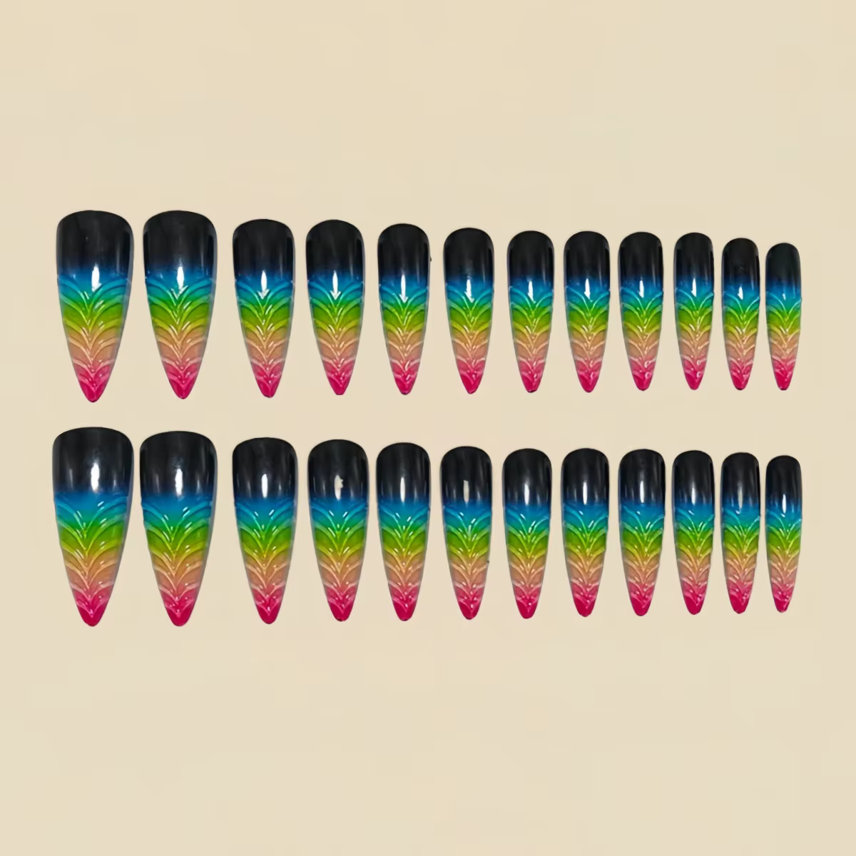 Faux ongles longs en forme de goutte d'eau 3D pour femmes et filles