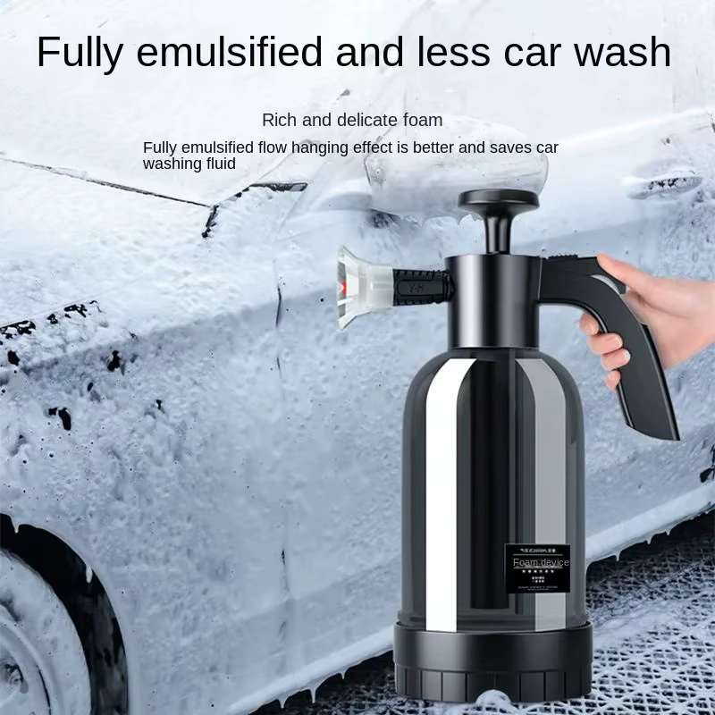 Pulvérisateur à mousse manuel 2L avec 3 buses, canon à mousse pneumatique manuel, bouteille de pulvérisation pour lavage de voiture, pour le nettoyage des vitres de voiture