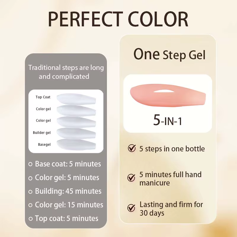 PERFECT COLOR Vernis à ongles gel laiteux rose nude tout-en-un 8ml