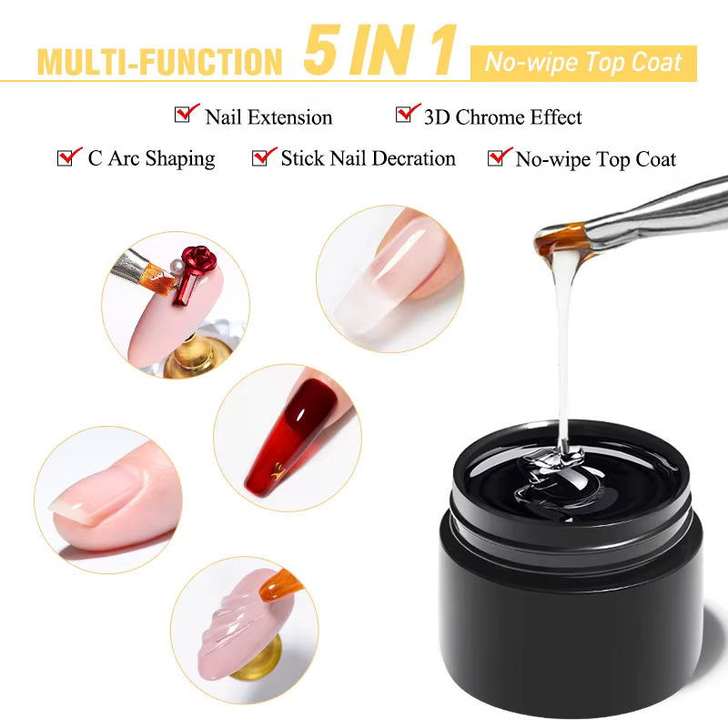 MTSSII 8ml 5 en 1 couche de finition sans essuyage Gel de renfort vernis à ongles fonction efficace adhésif eau Nail Art Gel bricolage Design