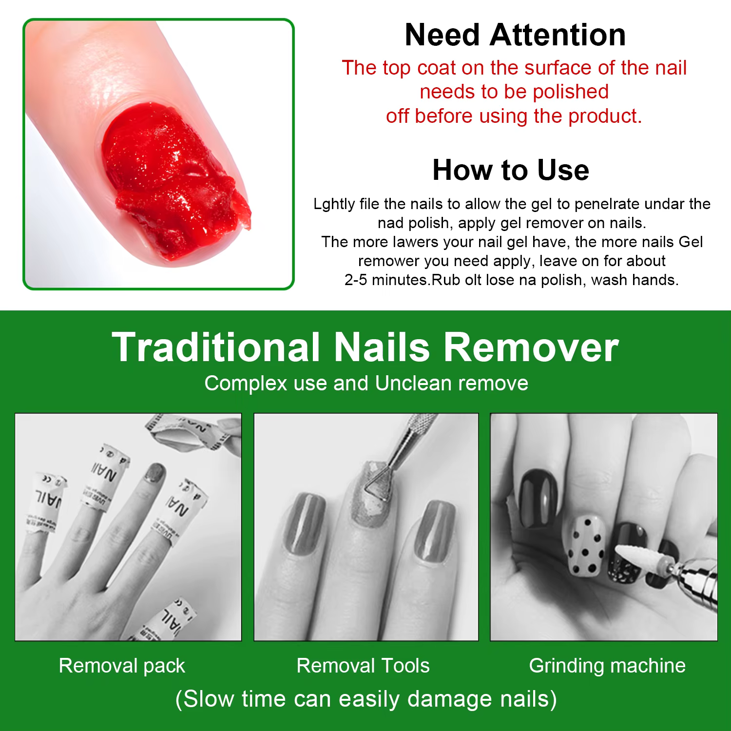 Ensemble de 3 dissolvant de vernis à ongles en Gel