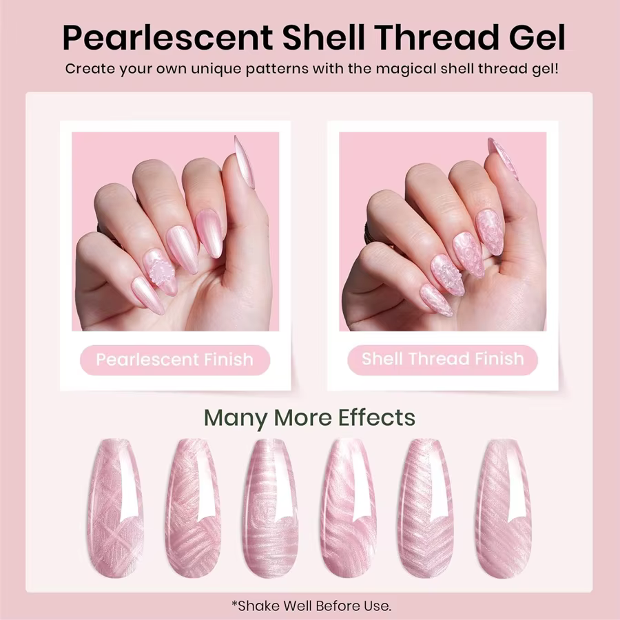 Lot de 1/6 vernis à ongles gel effet coquillage nacré