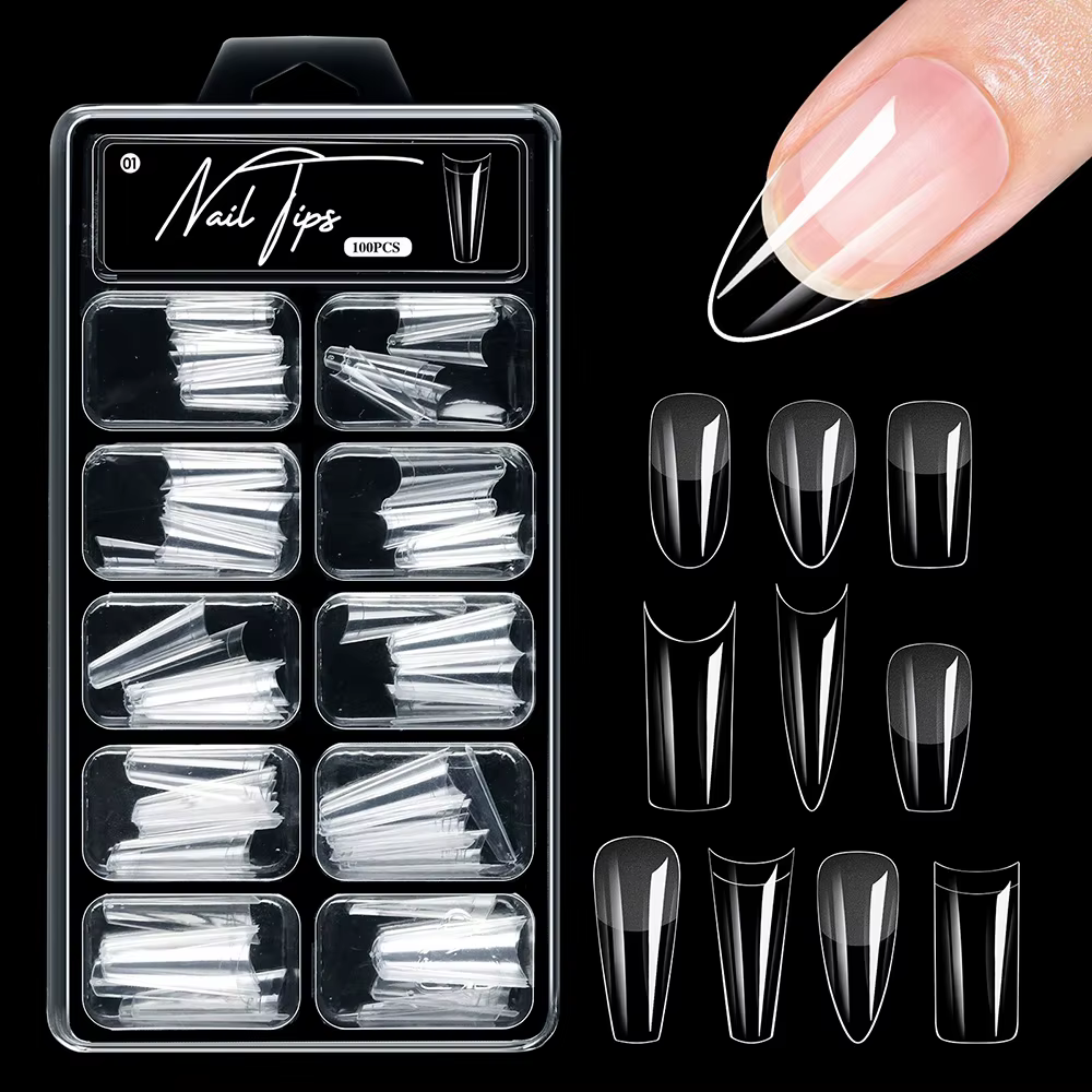 100 pièces/boîte faux ongles conseils cercueil presse