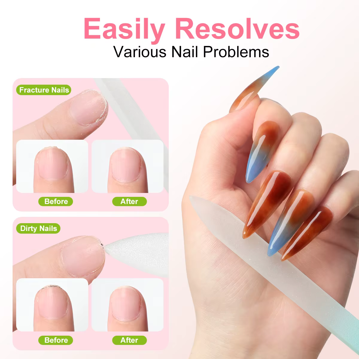 Lime à ongles en verre manucure professionnelle sable frottant