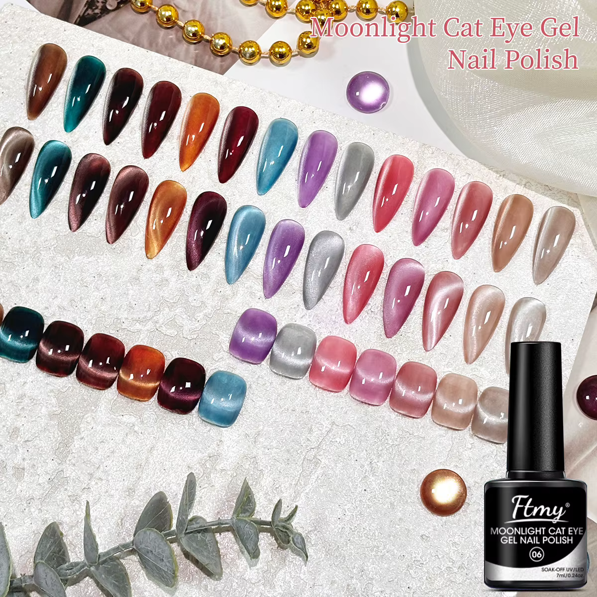 Vernis à ongles gel œil de chat au clair de lune blanc