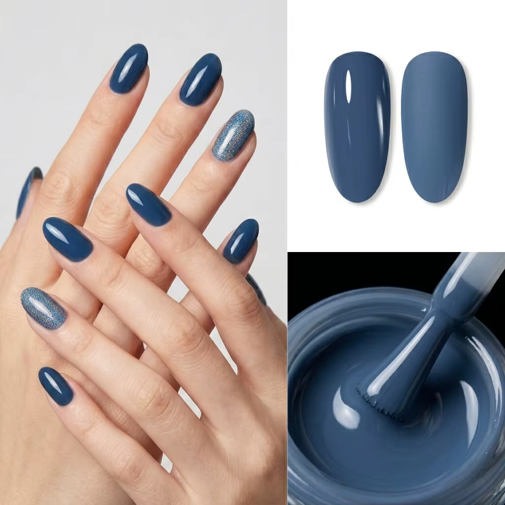 Vernis à ongles gel bleu-gris profond Hassleless 15 ml