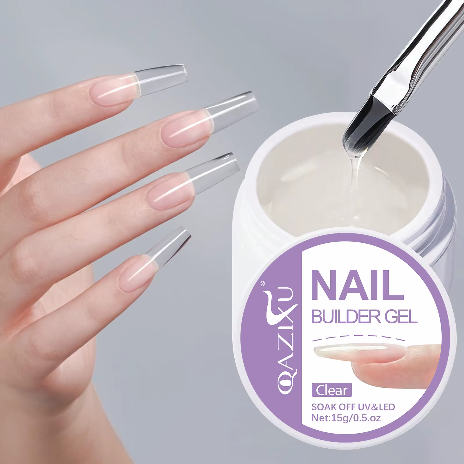 Gel dur transparent 15g pour extension d'ongles
