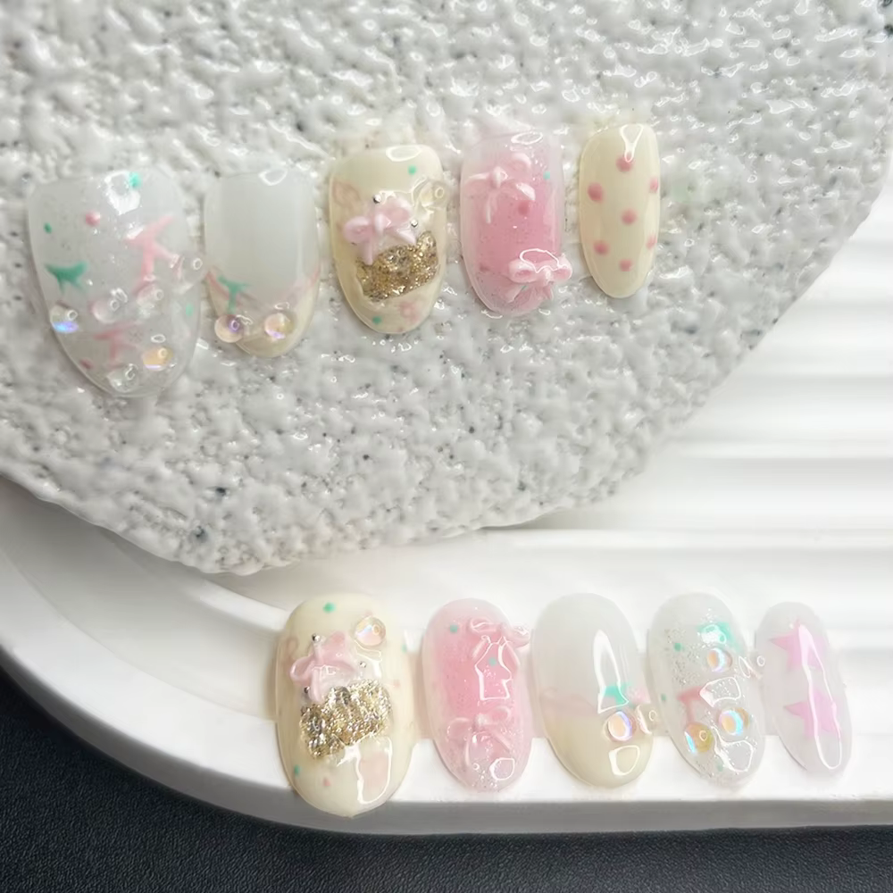 Collection de faux ongles à presser faits main