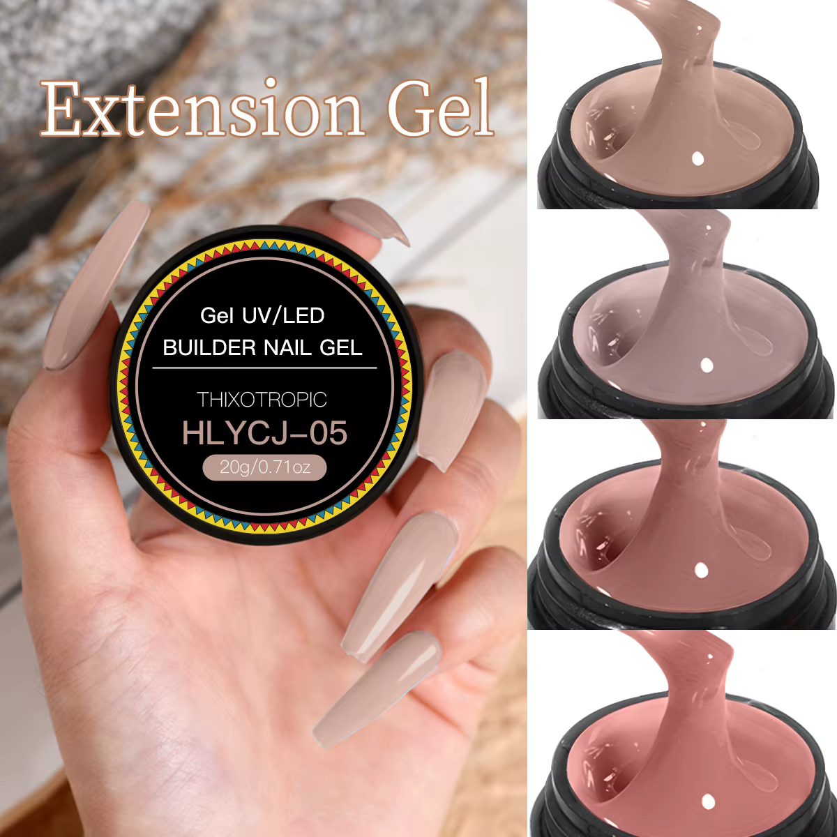 Gel UV de construction liquide 20g Rose Brun Nude Français pour extension et modelage d'ongles