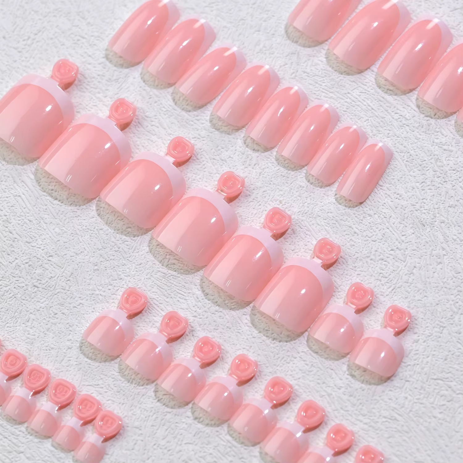 48/144 pièces Faux ongles à presser French Manucure et Pédicure