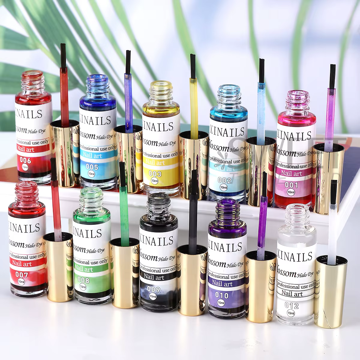 Lot de 10 vernis à ongles gel 10 ml effet marbré et aquarelle