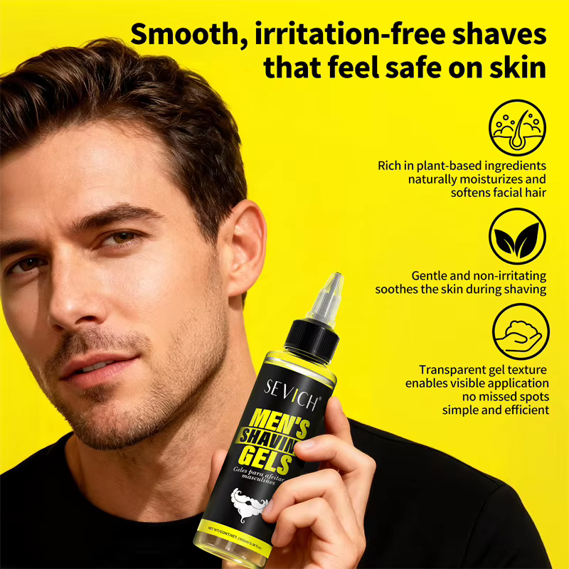 Gel de Rasage Homme Adoucissant pour Pattes et Barbe, Crème et Mousse de Rasage, Gel de Rasage Indolore, Nettoyant, Hydratant et Lissant pour Soin de la Barbe