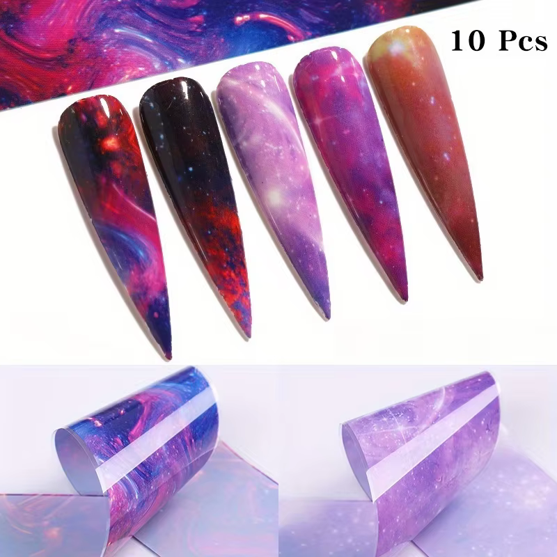 Autocollant 3D ciel nocturne galaxie 1.57x7.87 pouces pour Nail Art