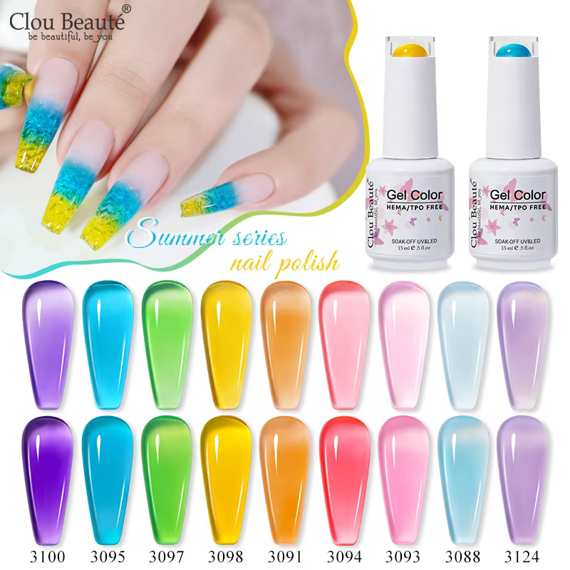 Clou Beaute 15ml vernis à ongles Gel translucide jolie gelée Transparent été