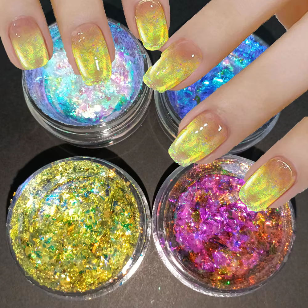 Poudre à ongles holographique