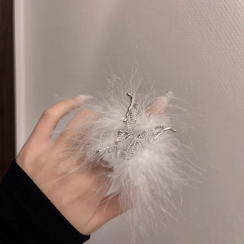 Anneaux ouverts papillon à plumes pour photo d'ongles