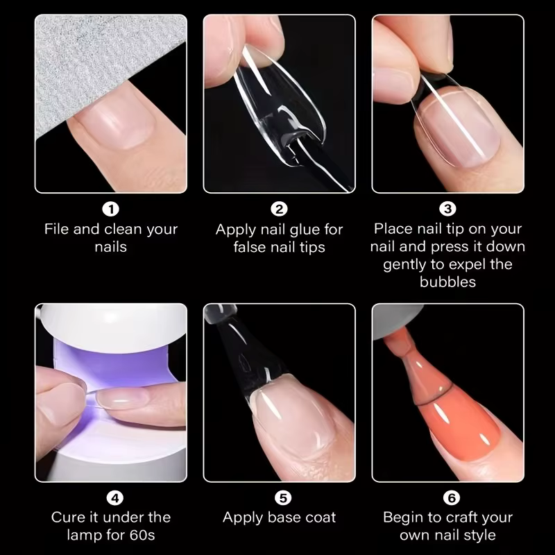 Ensemble d'autocollants pour ongles transparents de 120 pièces