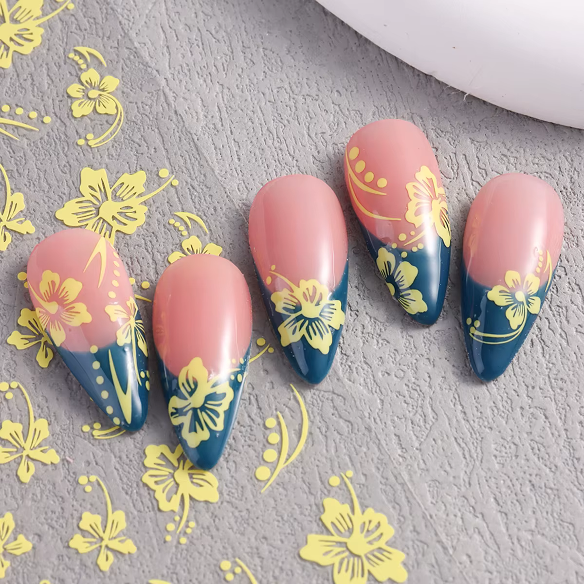 Autocollants pour ongles fleur d'hibiscus