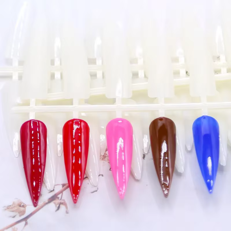 240 pièces ensemble d'art des ongles clair naturel couverture complète ovale extrémité pointue Stiletto longs faux