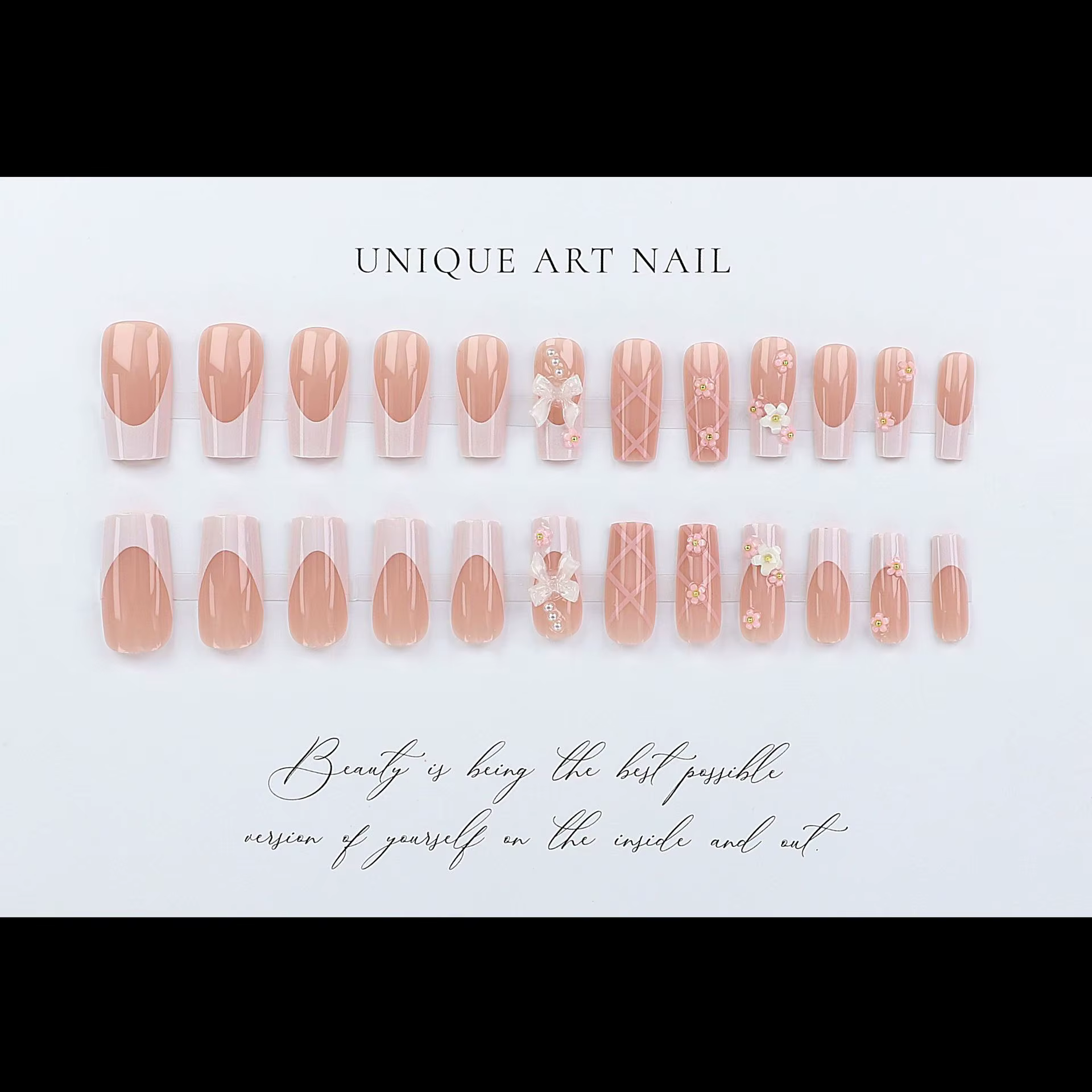Faux ongles carrés mi-longs pour femmes et filles