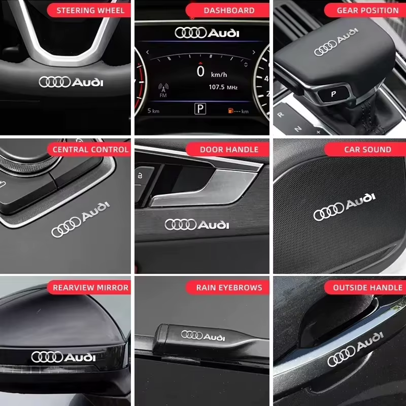 Autocollants créatifs pour emblèmes de voiture, accessoires pour Audi A4 B8 B6 B9 B7 A3 8P 8V 8L A6 C7 C6 C5, autocollants pour tableau de bord et console intérieure