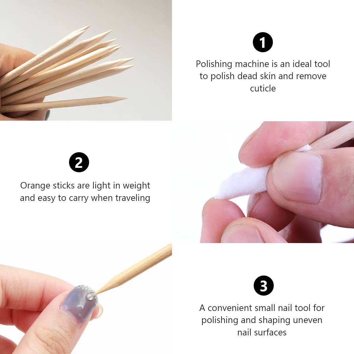 50 pièces ongles signe pédicure outils bambou cuticule poussoir Orange bâtons jetable manucure peau morte dissolvant