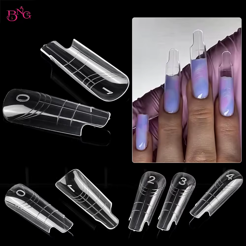 BNG 140 pièces/boîte formes d'ongles carrées pour Gel UV moule d'extension de construction rapide en plastique double