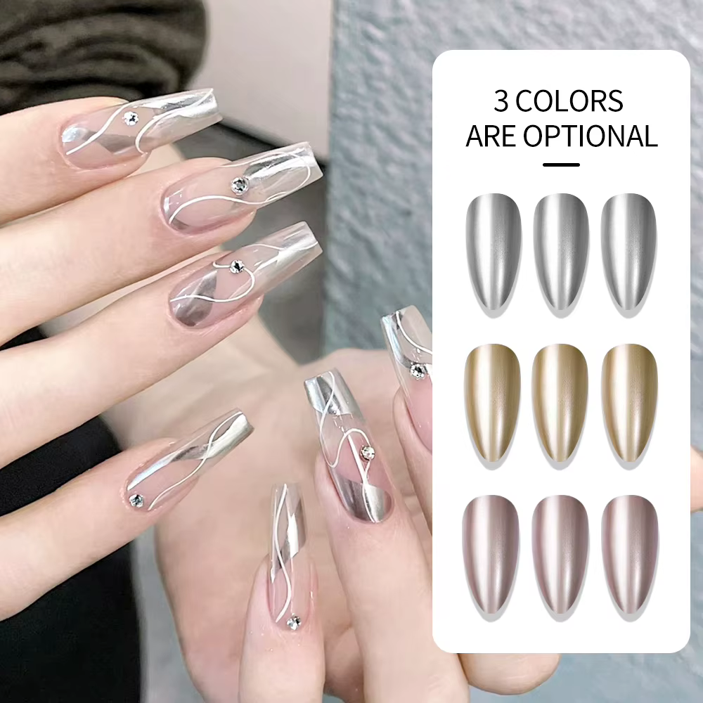 1PC Vernis à ongles effet miroir métallique argent