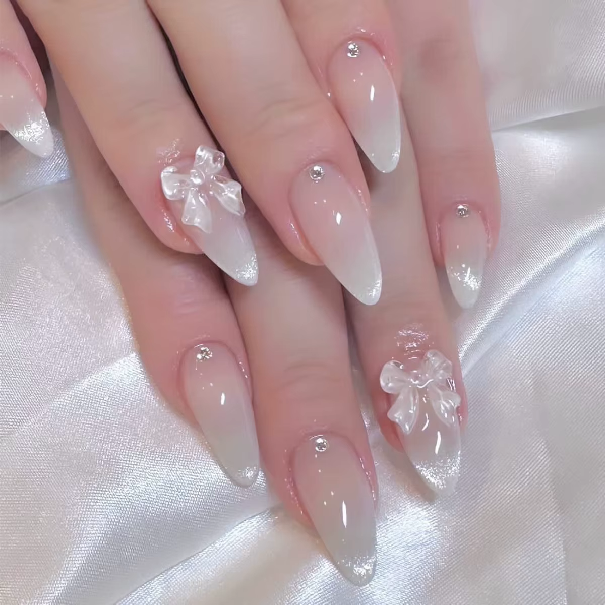 24 pièces français amande presse sur ongles faux