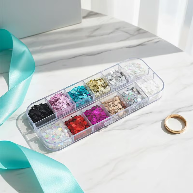 12 Grilles de mini-paillettes pour nail art