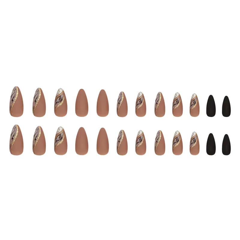 Brown Lake-Faux Ongles avec Gelée Autocollante