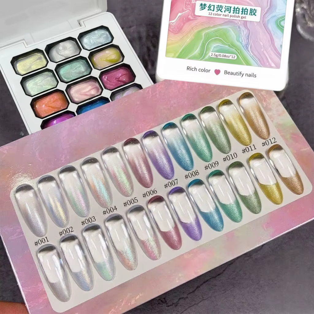 Kit de Gel pour Ongles à Texture Rêveuse 12 Grilles