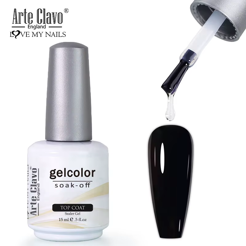 Arte Clavo Top Gel Polish 15ml Vernis Semi Permanent Fonction Gel Base Super Top Coat Transparent Gel Ongles Soak Off Gel