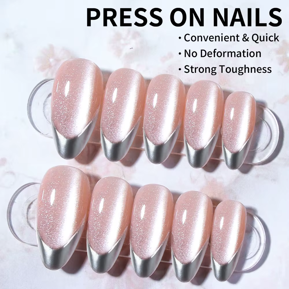 24 pièces d'art d'ongle de Gel 3D en forme d'amande fait à la main