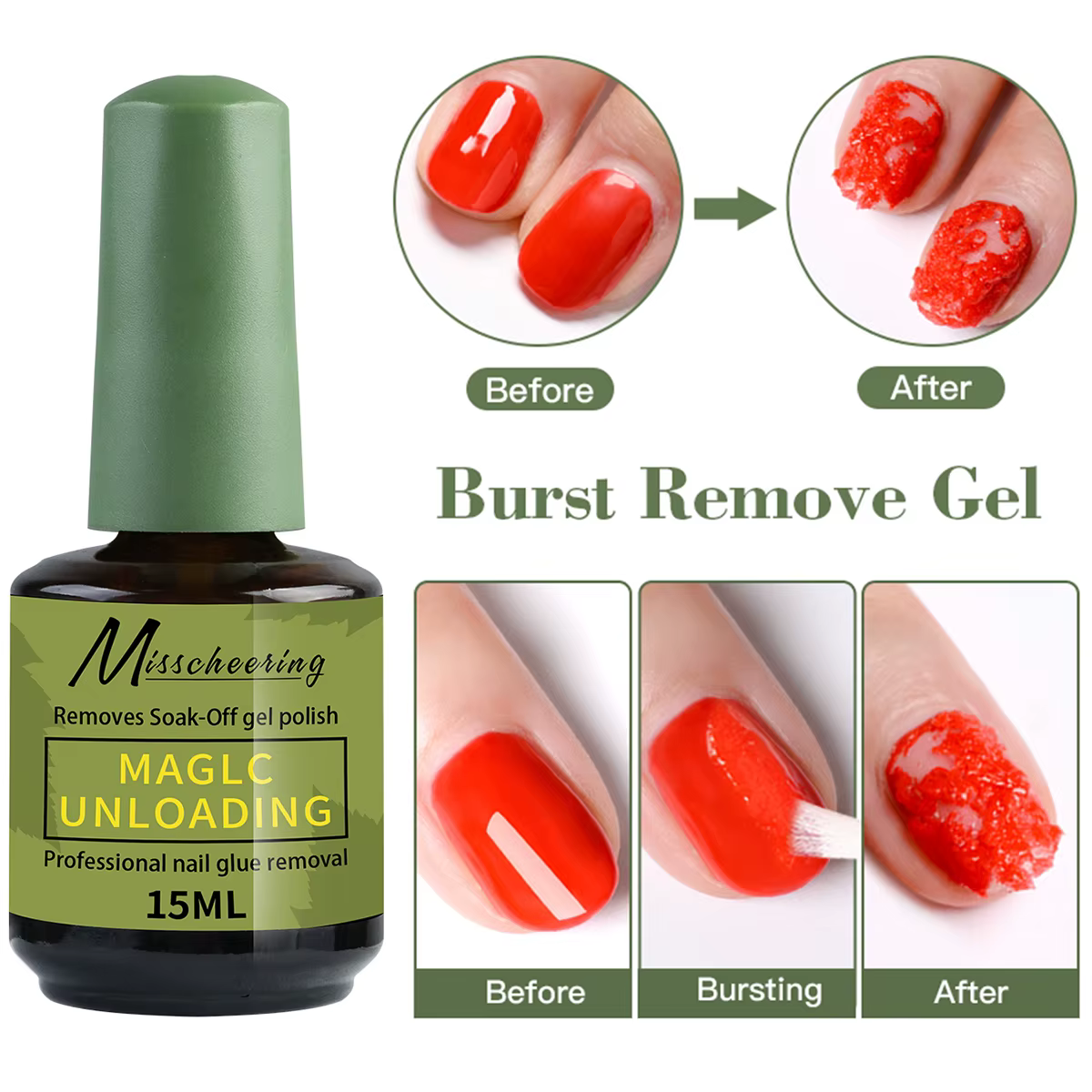 Ensemble de 1/2 pièces de dissolvant magique pour ongles avec outil de retrait