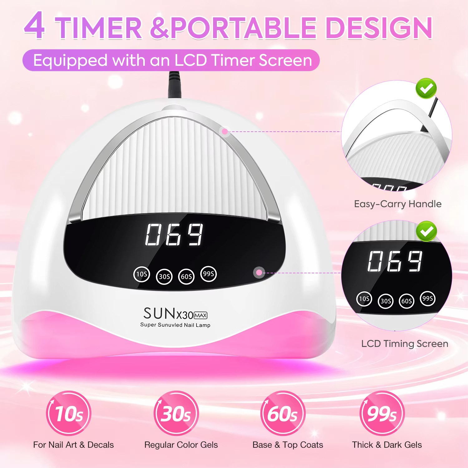 Lampe à ongles UV sèche-ongles Portable avec écran tactile
